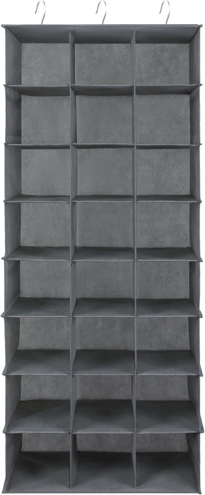 Libeder 24 Section Hanging Shoe Organizer for Closet, Hanging Closet Organizers with 6 Side Mesh Pockets, Shoe Storage Hanging Shoe Rack, Space Saving Shoe Holder, Grey