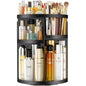Makeup Organizer 360 rotating, Adjustable Skincare Organizers with Brush Holder, Cosmetics Display Cases for Vanity Bathroom Countertop Large Capacity Carousel Make up Caddy Shelf (Black)
