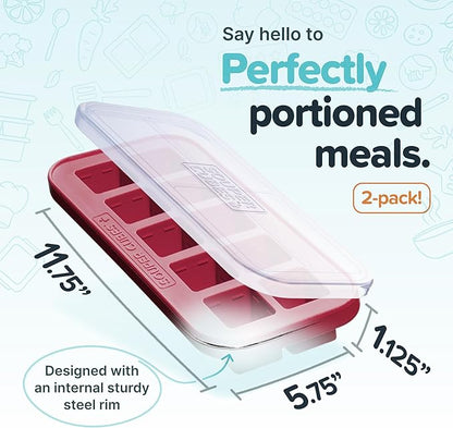 Souper Cubes 2 Tbsp. Silicone Freezer Molds - Perfect for Storing Garlic, Herbs, Ginger, Pesto, Tomato Paste, Lemon Juice, Purees and More - Cranberry – 2-Pack