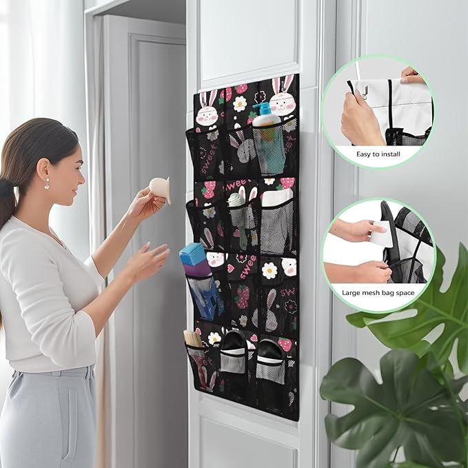 Sweetheart Bunny Door/Wall Shoe Organizers,Back of Door Shoe Organizer,Space Saving Hanging Storage Holder,Closet Rack Hanger,Shoe Bag,Classroom Headphone Storage with 12 Pockets
