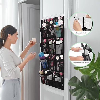 Sweetheart Bunny Door/Wall Shoe Organizers,Back of Door Shoe Organizer,Space Saving Hanging Storage Holder,Closet Rack Hanger,Shoe Bag,Classroom Headphone Storage with 12 Pockets
