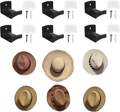 Adhesive Hat Hooks for Wall (6-Pack), Strong Hold Hangers Wall, Minimalist Closet Door Storage Solution, for Baseball Caps, Holder Organizer Door, Closet, Office, Bedroom