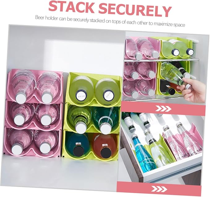 DECHOUS 3pcs Multi-Function Beer Rack Stackable Storage Rack for Kitchen Fridge Can Holder Beverage Organizer Plastic Soda Can Dispenser