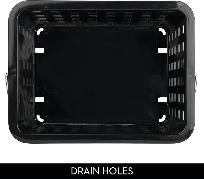 iDesign Plastic Shower Caddy Basket with Handle for Bathroom or College Dorm - Black - Made in USA
