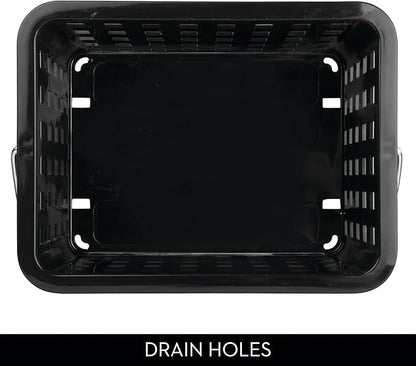 iDesign Plastic Shower Caddy Basket with Handle for Bathroom or College Dorm - Black - Made in USA