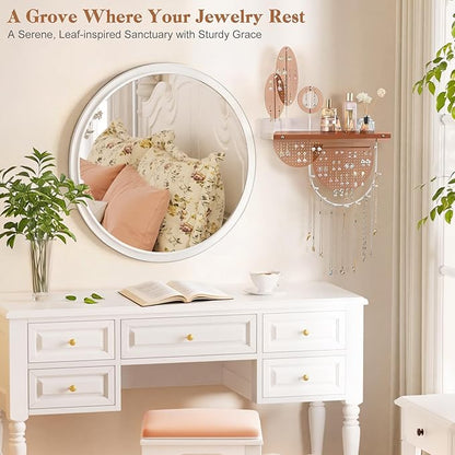 Keebofly Wall Mounted Hanging Jewelry Organizer - Acrylic Earring Organizer with Shelf for 444 Earrings, Sturdy Jewelry Tower for Earring, Stud, Necklace, Bracelet, Ideal Gifts for Women & Girls