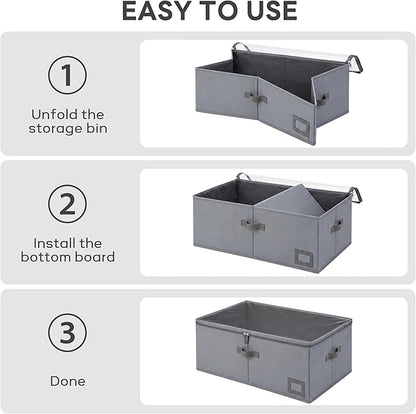 10-Inch Under Bed Storage Containers (3-Pack) | Sturdy Sidewalls | Clear Cover & Label Holder | Foldable Closet Organizer | Stores Clothing/Blankets/Wrapping Paper/Toys