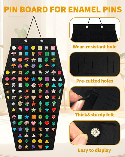 Wall Hanging Brooch Pin Organizer, Display Pins Storage Board, Enamel Pin Hanging Display Board, Collection Display Case, Holds Up to 127 Pins (Rhombus)