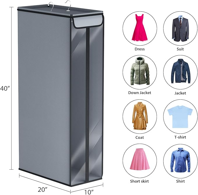 Univivi Garment Bags for Hanging Clothes 40", Hanging Garment Bags for Closet Storage with Large Clear Window, Garment Storage Bags for Suits, Coats, Dresses, 2 Pack