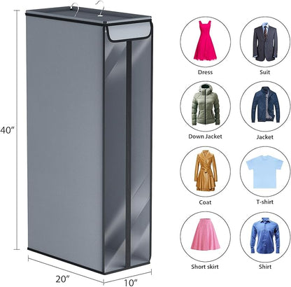 Univivi Garment Bags for Hanging Clothes 40", Hanging Garment Bags for Closet Storage with Large Clear Window, Garment Storage Bags for Suits, Coats, Dresses, 2 Pack