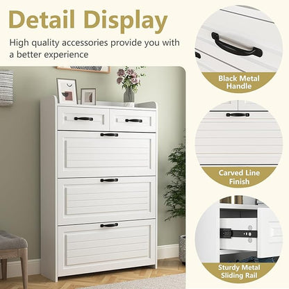 VERYKE Shoe Storage Cabinet for Entryway with 3 Flip Drawers and 2 Top Drawers,Large Shoe Rack Organizer Cabinet for Closet,Hallway