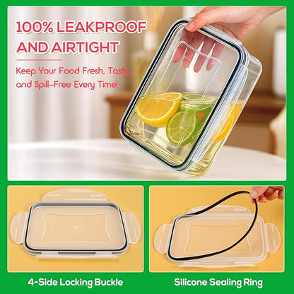 62PCS Thicker Food Storage Containers with Lids Airtight Leakproof, BPA Free Plastic Kitchen Food Storage Containers, Stackable Reusable Meal Prep Food Containers with Lids, Freezer Microwave Safe