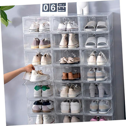 ABOOFAN 4pcs Stackable Shoe Storage Box Organizer Lids Shoe Boxes Lids for Storage Organizing