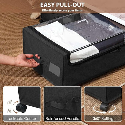FOUCSSOMEI Under Bed Storage with Wheels, Under The Bed Storage Drawers On Wheels, Rolling Underbed Drawers, Lockable, Heavy Duty