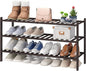 viewcare Long Shoe Rack, Bamboo Wood Shoe Rack for Closet, Entryway & Hallway, 3-Tier Stackable Shoe Shelf