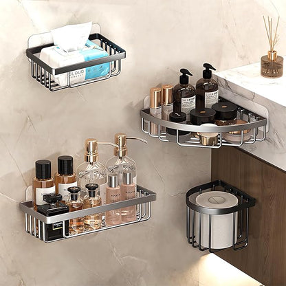 9-Pack Shower Caddy Adhesive Replacement, Transparent Adhesive Hooks Stickers, Strong Hook Strip for Shower Caddy Basket Shelf, Soap Holder, Bathroom Storage Corner Shelves, Kitchen Racks
