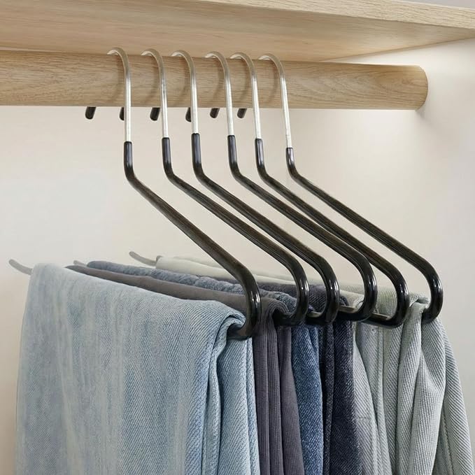 20 Pack Open Ended Pants Hangers with Non Slip Design,Suitable for Trousers,Jeans,Towels for Closet Space Saving,Durable Metal Material with Rubber Coating (Black)
