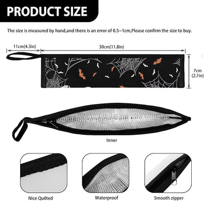 COEQINE Skull Portable Cooking Utensil Case Pumpkin Bet Halloween Holder Case Lightwieght Fit 11.8 x 2.7 inch Large Capacity Storage Case for Travel