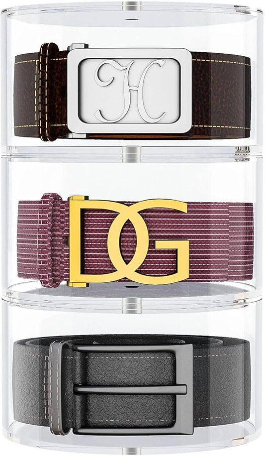 NIUBEE Belt Organizer, Acrylic 3 Layers Belt Case Storage Holder and Display for Accessories Like Jewelry,Watch,Bracelets