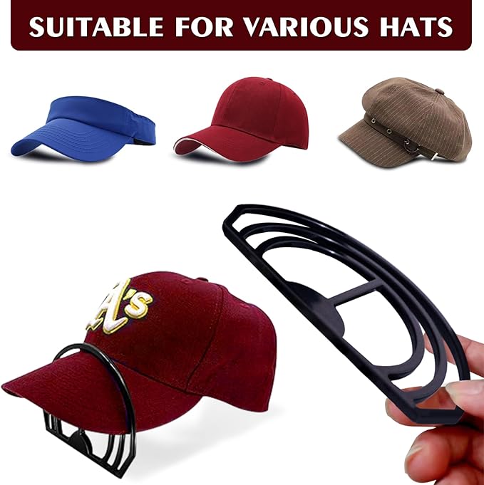 Cap Brim Bender 4PCS Baseball Hat Curving, Hat Shaper for Fitted Hats, Trucker Cap, Flat Brim, Perfect Curve Bender,Accessories for Women and Men (Black)
