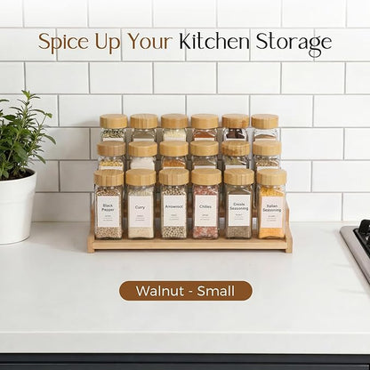 Organizer of Cabinet Special Seasoning, 12in Bamboo 3 Tiered Spice Rack，Used for Kitchen Countertops and Food Storage Room Organizer，Specially Designed for Jars and Spice Bottles (Bamboo, M)
