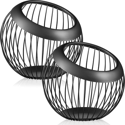 Patelai 2 Pieces Coffee Pods Holder K Pods Holder Large Capacity Coffee Pod Baskets Stainless Steel Cup Organizer Sturdy for Espresso Capsule Pot Storage Metal Wire Fruit Bowl Snack Storage(Black)