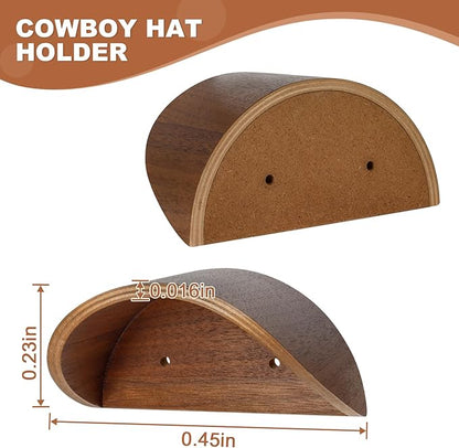 2 Pack Cowboy Hat Rack Wall Mount, Non-Damaging Curved Design, Space Saving Western Hat Organizer for Entryway Closet Bedroom