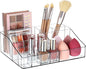 Vtopmart 1 Tier Clear Makeup Organizer with Drawer, Cosmetic Storage for Dresser Countertop and Bathroom Vanity, Beauty Holder for Lipstick Brush Skincare