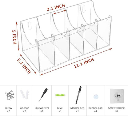 Sezanrpt 5 Compartments Acrylic Belt Organizer, Clear Belt Display Case for Tie Organizer Wall Mounted