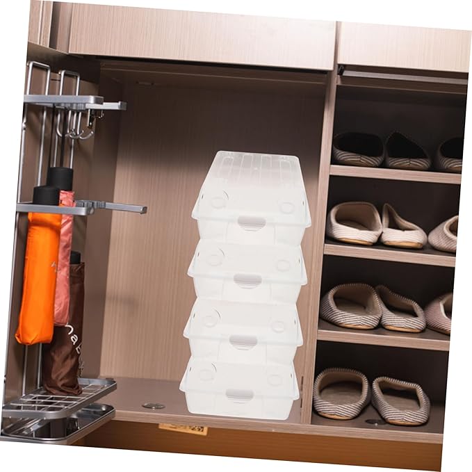 SOLUSTRE 2pcs Thicken Plastic Shoe Storage Box Decorative Box Stackable for Men Women Style