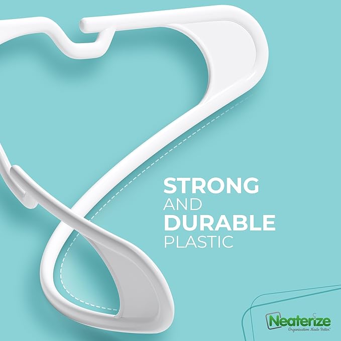 NEATERIZE Clothes Hangers Plastic 20 Pack For Adults - Plastic Hangers, The Perfect Coat Hanger and Space Saving Clothes Hangers for Closet, Percheros Ganchos para Colgar Ropa Hangars - Purple Hangers