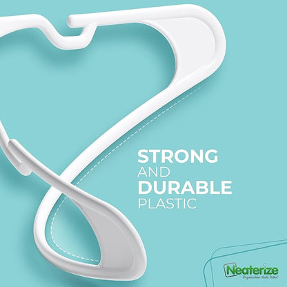 NEATERIZE Clothes Hangers Plastic 20 Pack For Adults - Plastic Hangers, The Perfect Coat Hanger and Space Saving Clothes Hangers for Closet, Percheros Ganchos para Colgar Ropa Hangars - Purple Hangers