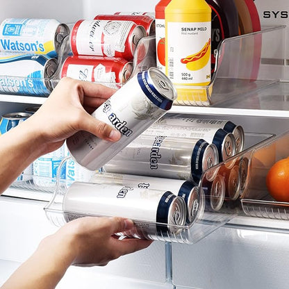 Water Bottle Organizer for Refrigerator, Pantry Organization and Storage Bins, Drink Dispenser for Fridge, Pop Soda Can Holder, Clear Plastic Beverage Rack, Kitchen Cabinets Food Container, Pack of 2