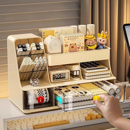 Makeup Organizer with Drawers for Vanity,Bathroom Countertop Organizer with Brushes Holder,Skincare Storage Organizer,Perfect Cosmetic Display Case for Your Beauty Essential