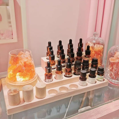 Wooden Essential Oil Rack 4 Tier Essential Oil Holder Shelves for Oil Solid Wood Essential Oil Organizer 25-Bottle Essential Oil Display Stand Tabletop Storage Rack for 5-20ml Bottles