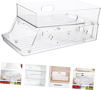 STOBAZA Fridge Organization Beverage Dispenser Double Layer Can Holder Straw Dispenser Kitchen Organizers Drink Organizer
