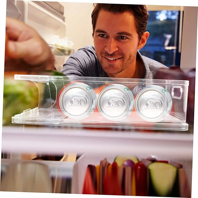 Stackable Beverage Can Organizer with Rolling Dispenser Practical Drink Storage for Fridge Countertop Pantry Easy for Soda Beer Cans