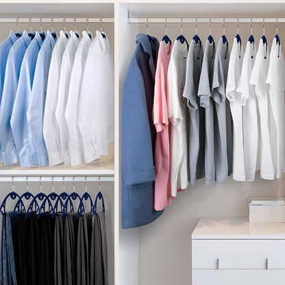 Velvet Hangers 50 Pack: Felt Clothes Hangers Heavy Duty Shirt Sweater Hangers No Shoulder Bump Non Slip Slim Thin Coat Hangers for Closet - Blue