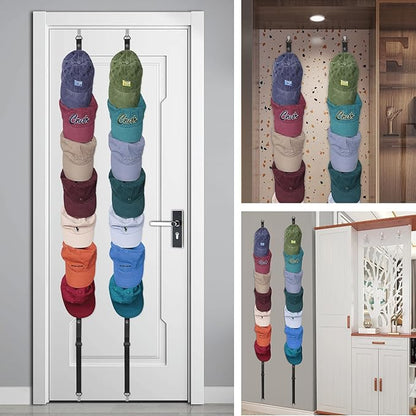 Hat Rack, Hat Racks for Baseball Hats, Hat Organizer for Closet Door, over the Door Hat Rack, Hat Organizer with Buttons Adjustable Hat Racks Hold 18 Snap Back Hats, Never Fall Off