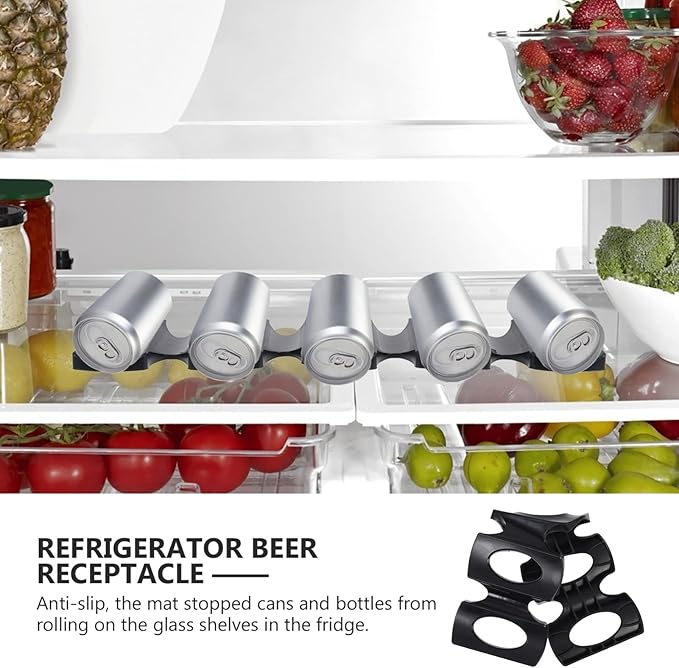 4pcs Silicone Beer Organizer Rack for Fridge Beverage Can Storage Holder - Design Space-Saving Mat for Cans and Bottles Dishwasher Safe for Kitchen and Pantry Use