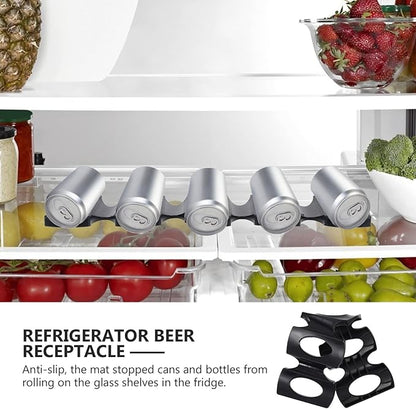 4pcs Silicone Beer Organizer Rack for Fridge Beverage Can Storage Holder - Design Space-Saving Mat for Cans and Bottles Dishwasher Safe for Kitchen and Pantry Use