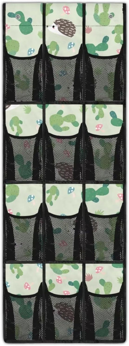 Hedgehog Shoe Organizer Over The Door,Hanging Shoe Organizer,Over Door Shoe Organizer,Space Saving Hanging Storage Holder,Closet Rack Hanger with 12 Mesh Pockets for Home Decor