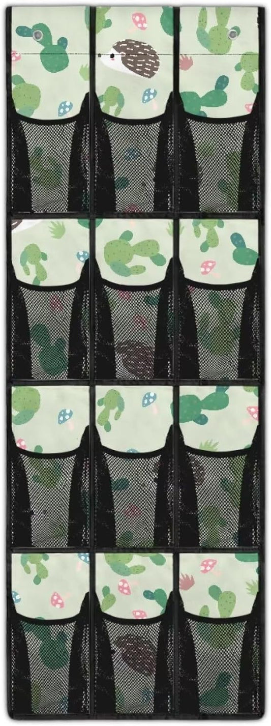 Hedgehog Shoe Organizer Over The Door,Hanging Shoe Organizer,Over Door Shoe Organizer,Space Saving Hanging Storage Holder,Closet Rack Hanger with 12 Mesh Pockets for Home Decor