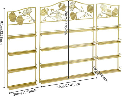 4 Tier Wall-Mounted Nail Polish Storage Racks 3PCS Metal Nail Polish Organizer Shelf for Wall Cosmetic Display Cases Perfume Lipstick Display Stand for Home Spa Nail Salon