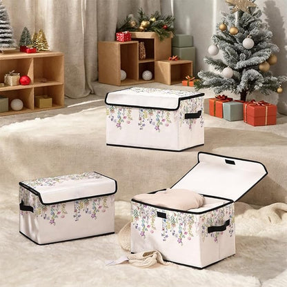 Stackable Clothes Storage Bins with Lids,Closet Organizers Fabric Cat Printing Box for Home and Office,Blanket Clothes Organizers,Under Bed Storage Containers 3 Pack.