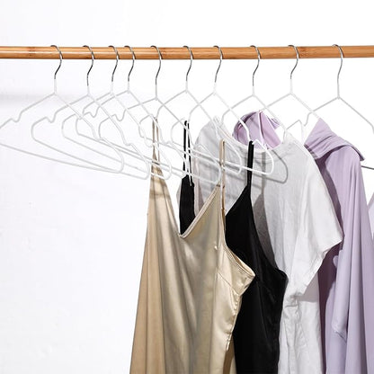 Wesiti 100 Pcs Metal Wire Non Slip Hangers for Clothes Space Saving Hanger Strong 15.7 in Triangle Clothes Coat Suit Bridal Boutique Dress for Closet Dorm Rack(White)