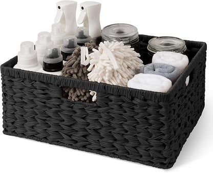GRANNY SAYS Storage Basket for Organizing, Wicker Storage Basket for Shelf, Large Wicker Baskets for Organization, Decorative Baskets for Living Room and Entryway, 1-Pack