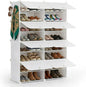 HealSmart Shoe Rack Organizer with Door, Shoe Storage Cabinet, Stackable Plastic Shelves for Closet, Entryway, Hallway, Bedroom, 8-Tier 32-Pair, White