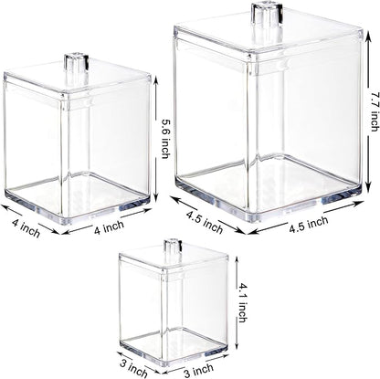 Youngever 60-Ounce, 30-Ounce and 15-Ounce Clear Plastic Apothecary Jars Set of 3, Square Shape