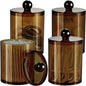 SheeChung 4-Pack Amber Acrylic Apothecary Jars - (2) 10oz & (2) 12oz Qtip Holder Set - Shatterproof Bathroom Vanity Organizer for Cotton Swabs,Balls,Pads - Modern Farmhouse Decor
